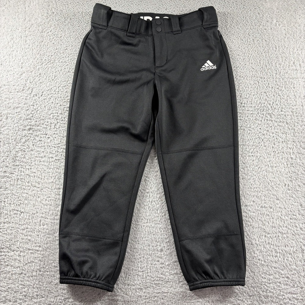 Adidas‎ Baseball Pants Black Youth Small Triple Stripe Reinforced Knee